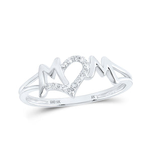 Diamond For Mom Ring | 10kt White Gold Womens Round Diamond Mom Ring 1/12 Cttw | Splendid Jewellery GND