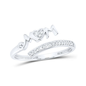 Diamond For Mom Ring | 10kt White Gold Womens Round Diamond Mom Ring 1/12 Cttw | Splendid Jewellery GND