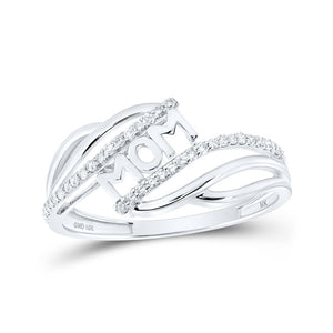 Diamond For Mom Ring | 10kt White Gold Womens Round Diamond Mom Ring 1/6 Cttw | Splendid Jewellery GND