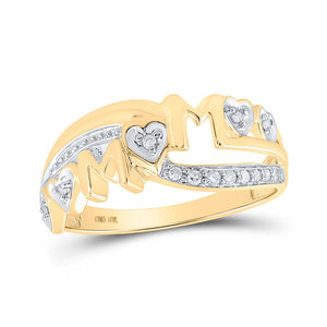 Diamond For Mom Ring | 10kt Yellow Gold Womens Round Diamond Mom Ring 1/10 Cttw | Splendid Jewellery GND