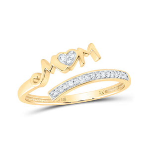 Diamond For Mom Ring | 10kt Yellow Gold Womens Round Diamond Mom Ring 1/12 Cttw | Splendid Jewellery GND