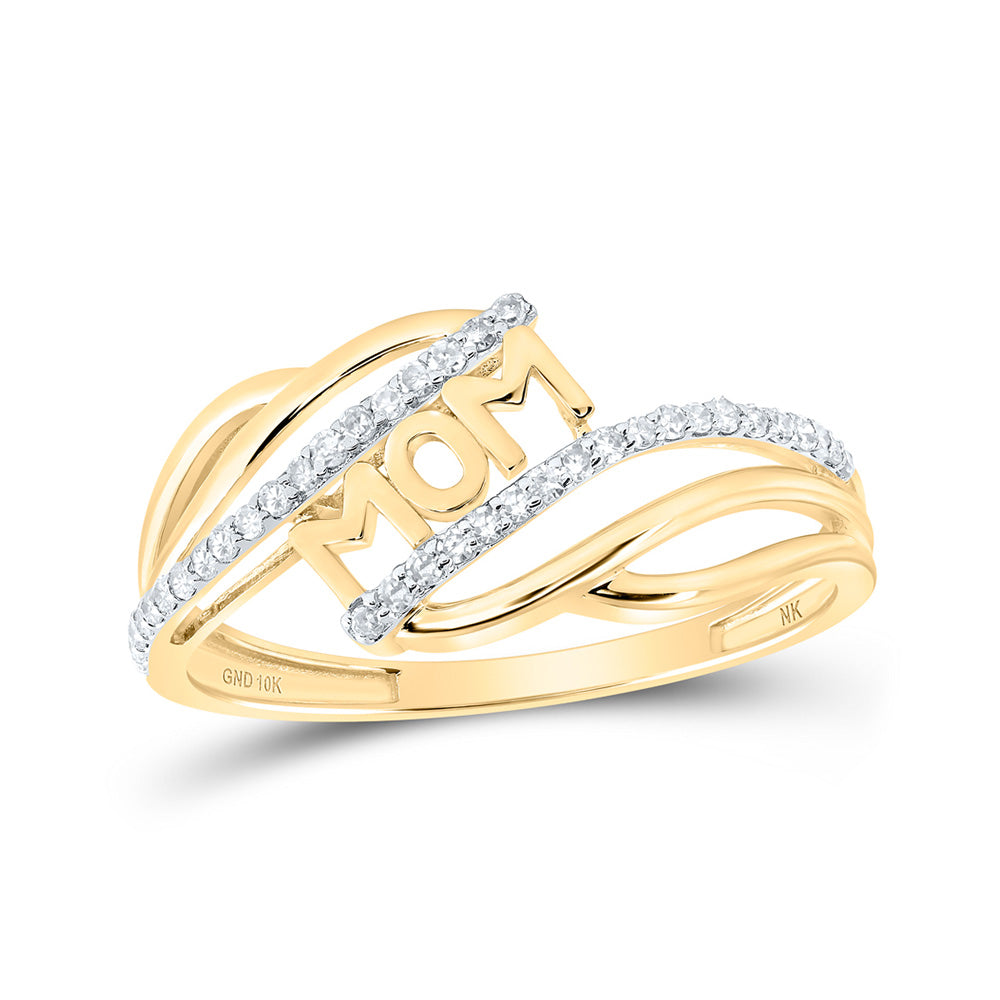 Diamond For Mom Ring | 10kt Yellow Gold Womens Round Diamond Mom Ring 1/6 Cttw | Splendid Jewellery GND
