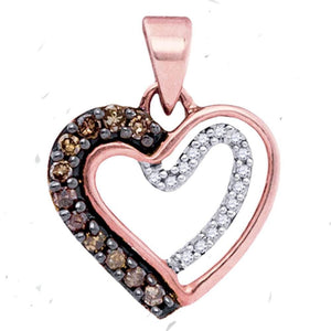 Diamond Heart & Love Symbol Pendant | 10kt Rose Gold Womens Round Brown Diamond Heart Pendant 1/5 Cttw | Splendid Jewellery GND