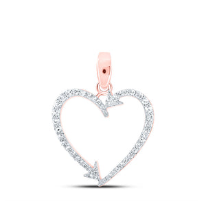 Diamond Heart & Love Symbol Pendant | 10kt Rose Gold Womens Round Diamond Arrow Heart Pendant 1/5 Cttw | Splendid Jewellery GND