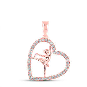 Diamond Heart & Love Symbol Pendant | 10kt Rose Gold Womens Round Diamond Ballerina Heart Pendant 1/3 Cttw | Splendid Jewellery GND