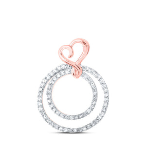 Diamond Heart & Love Symbol Pendant | 10kt Rose Gold Womens Round Diamond Circle Heart Pendant 1/4 Cttw | Splendid Jewellery GND