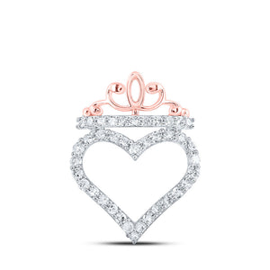 Diamond Heart & Love Symbol Pendant | 10kt Rose Gold Womens Round Diamond Crown Heart Pendant 1/4 Cttw | Splendid Jewellery GND