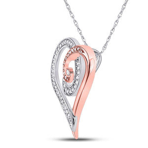 Diamond Heart & Love Symbol Pendant | 10kt Rose Gold Womens Round Diamond Curl Heart Pendant 1/6 Cttw | Splendid Jewellery GND