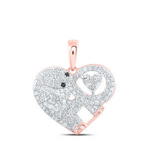 Diamond Heart & Love Symbol Pendant | 10kt Rose Gold Womens Round Diamond Elephant Heart Pendant 1/3 Cttw | Splendid Jewellery GND