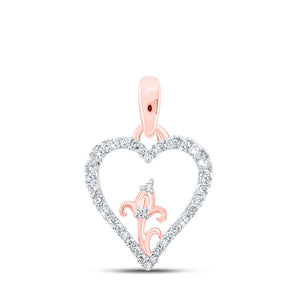 Diamond Heart & Love Symbol Pendant | 10kt Rose Gold Womens Round Diamond Flower Heart Pendant 1/8 Cttw | Splendid Jewellery GND