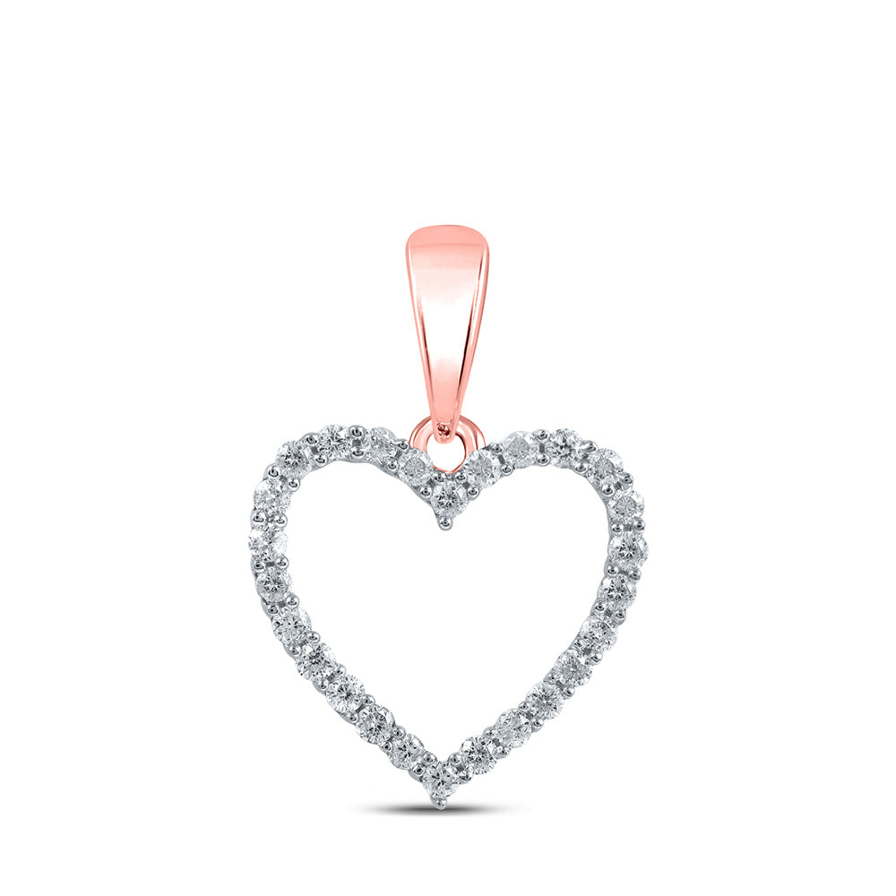 Diamond Heart & Love Symbol Pendant | 10kt Rose Gold Womens Round Diamond Heart Pendant 1/10 Cttw | Splendid Jewellery GND