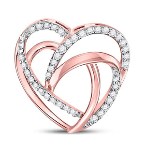 Diamond Heart & Love Symbol Pendant | 10kt Rose Gold Womens Round Diamond Heart Pendant 1/10 Cttw | Splendid Jewellery GND