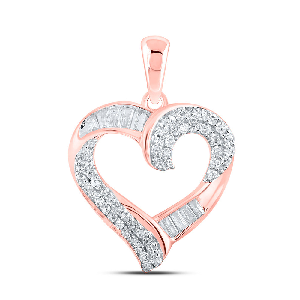 Diamond Heart & Love Symbol Pendant | 10kt Rose Gold Womens Round Diamond Heart Pendant 1/2 Cttw | Splendid Jewellery GND