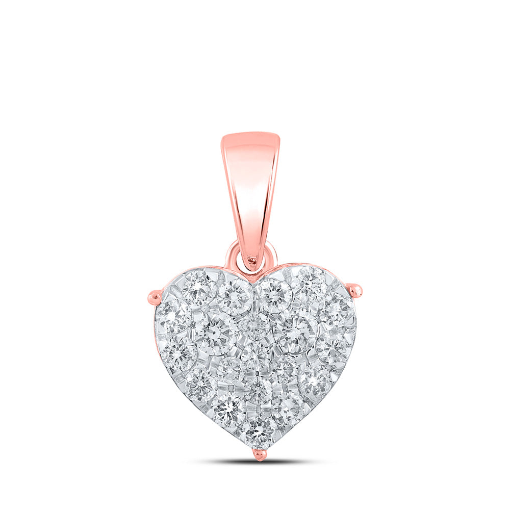 Diamond Heart & Love Symbol Pendant | 10kt Rose Gold Womens Round Diamond Heart Pendant 1/2 Cttw | Splendid Jewellery GND