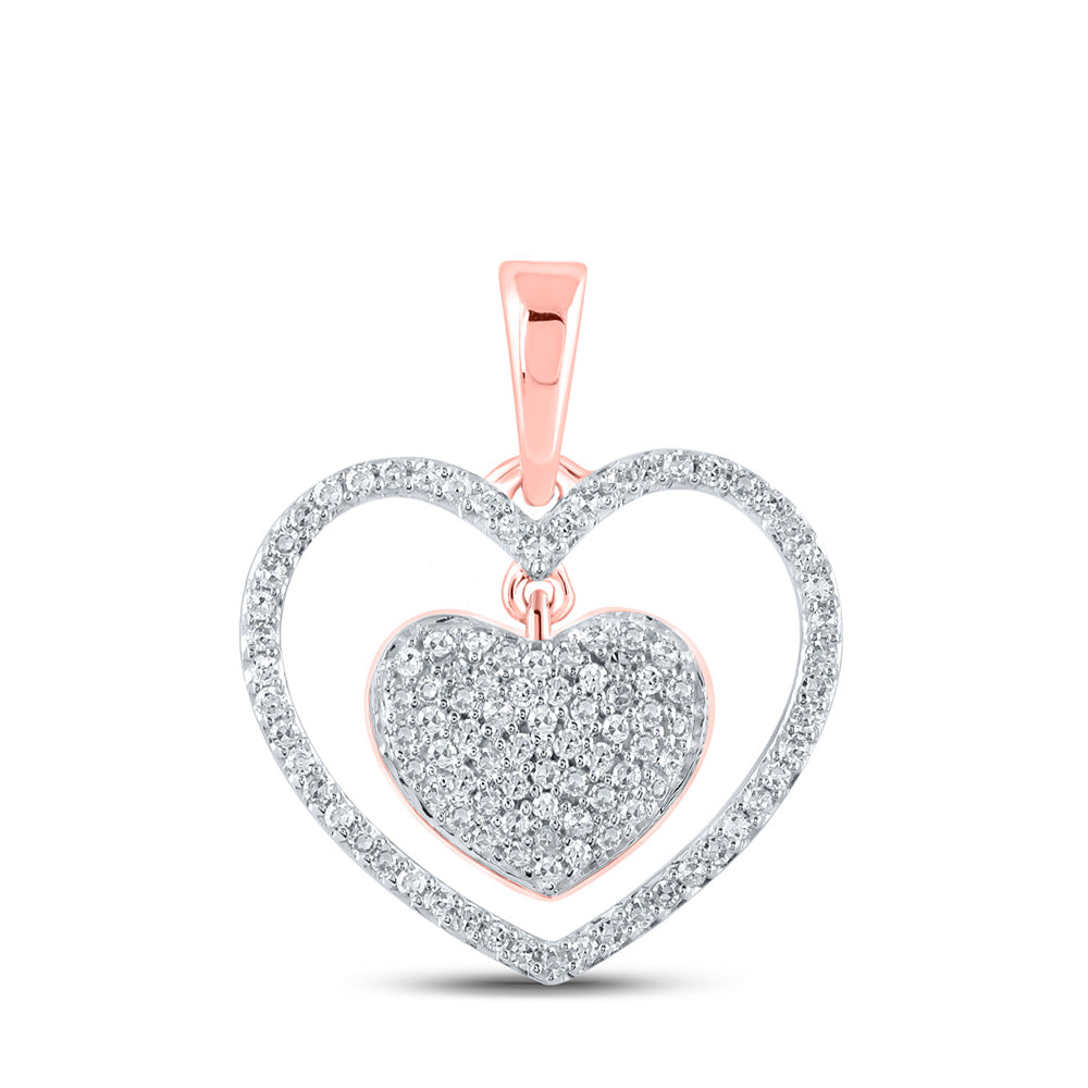 Diamond Heart & Love Symbol Pendant | 10kt Rose Gold Womens Round Diamond Heart Pendant 1/3 Cttw | Splendid Jewellery GND