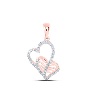Diamond Heart & Love Symbol Pendant | 10kt Rose Gold Womens Round Diamond Heart Pendant 1/3 Cttw | Splendid Jewellery GND