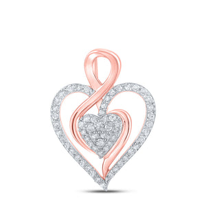 Diamond Heart & Love Symbol Pendant | 10kt Rose Gold Womens Round Diamond Heart Pendant 1/4 Cttw | Splendid Jewellery GND