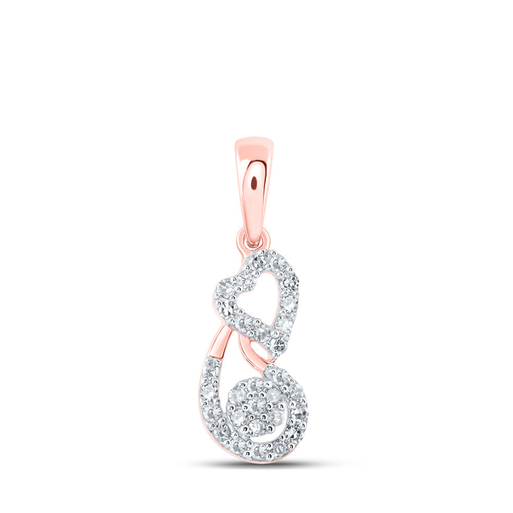 Diamond Heart & Love Symbol Pendant | 10kt Rose Gold Womens Round Diamond Heart Pendant 1/5 Cttw | Splendid Jewellery GND