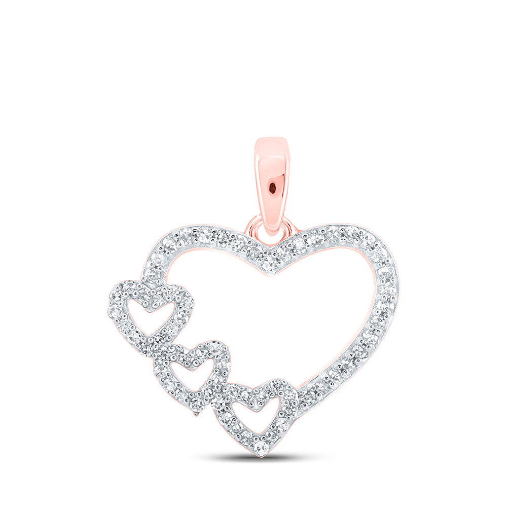 Diamond Heart & Love Symbol Pendant | 10kt Rose Gold Womens Round Diamond Heart Pendant 1/6 Cttw | Splendid Jewellery GND