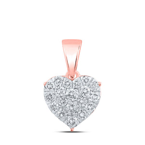 Diamond Heart & Love Symbol Pendant | 10kt Rose Gold Womens Round Diamond Heart Pendant 1/6 Cttw | Splendid Jewellery GND
