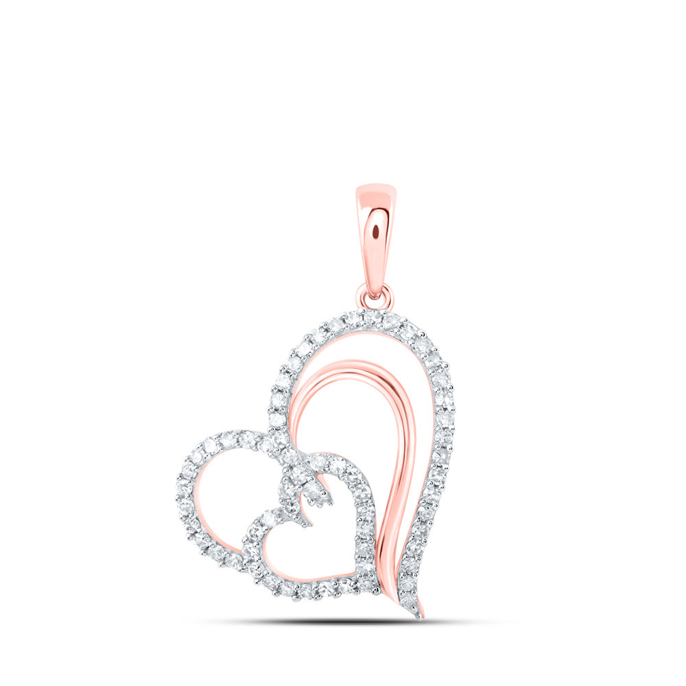 Diamond Heart & Love Symbol Pendant | 10kt Rose Gold Womens Round Diamond Heart Pendant 3/8 Cttw | Splendid Jewellery GND