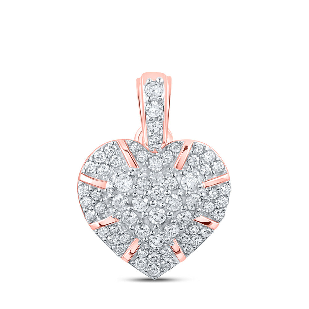 Diamond Heart & Love Symbol Pendant | 10kt Rose Gold Womens Round Diamond Heart Pendant 5/8 Cttw | Splendid Jewellery GND