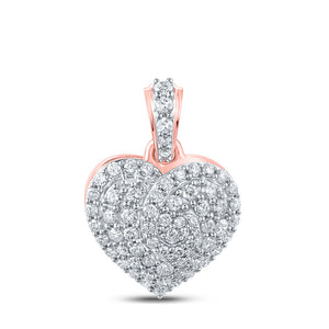 Diamond Heart & Love Symbol Pendant | 10kt Rose Gold Womens Round Diamond Heart Pendant 7/8 Cttw | Splendid Jewellery GND
