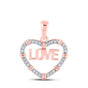 Diamond Heart & Love Symbol Pendant | 10kt Rose Gold Womens Round Diamond Love Heart Pendant 1/6 Cttw | Splendid Jewellery GND