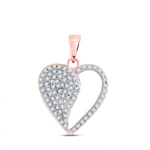 Diamond Heart & Love Symbol Pendant | 10kt Rose Gold Womens Round Diamond Modern Heart Pendant 1/3 Cttw | Splendid Jewellery GND