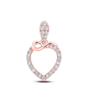 Diamond Heart & Love Symbol Pendant | 10kt Rose Gold Womens Round Diamond Outline Heart Pendant 1/3 Cttw | Splendid Jewellery GND