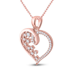 Diamond Heart & Love Symbol Pendant | 10kt Rose Gold Womens Round Diamond Scattered Heart Pendant 1/8 Cttw | Splendid Jewellery GND