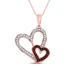 Radiant Love: 10kt Rose Gold Red Diamond Double Heart Pendant  Top View from Splendid Jewellery