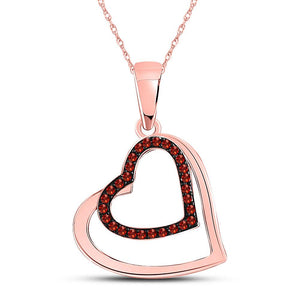Diamond Heart & Love Symbol Pendant | 10kt Rose Gold Womens Round Red Color Enhanced Diamond Heart Pendant 1/10 Cttw | Splendid Jewellery GND