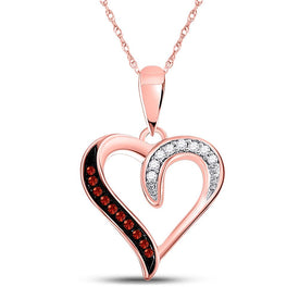 Romantic Rose Gold Heart Pendant with Red Diamond Accent - Symbol of Eternal Love  Top View from Splendid Jewellery