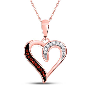 Diamond Heart & Love Symbol Pendant | 10kt Rose Gold Womens Round Red Color Enhanced Diamond Heart Pendant 1/20 Cttw | Splendid Jewellery GND