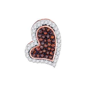 Diamond Heart & Love Symbol Pendant | 10kt Rose Gold Womens Round Red Color Enhanced Diamond Heart Pendant 1/8 Cttw | Splendid Jewellery GND