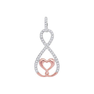 Diamond Heart & Love Symbol Pendant | 10kt Two-tone Gold Womens Round Diamond Heart Infinity Pendant 1/8 Cttw | Splendid Jewellery GND