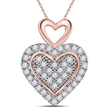 Load image into Gallery viewer, Enchanting Love Diamond Pendant - 10kt Two-tone Gold &amp; Round Diamond Heart 1/6 Cttw  Top View from Splendid Jewellery