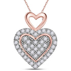 Enchanting Love Diamond Pendant - 10kt Two-tone Gold & Round Diamond Heart 1/6 Cttw  Top View from Splendid Jewellery