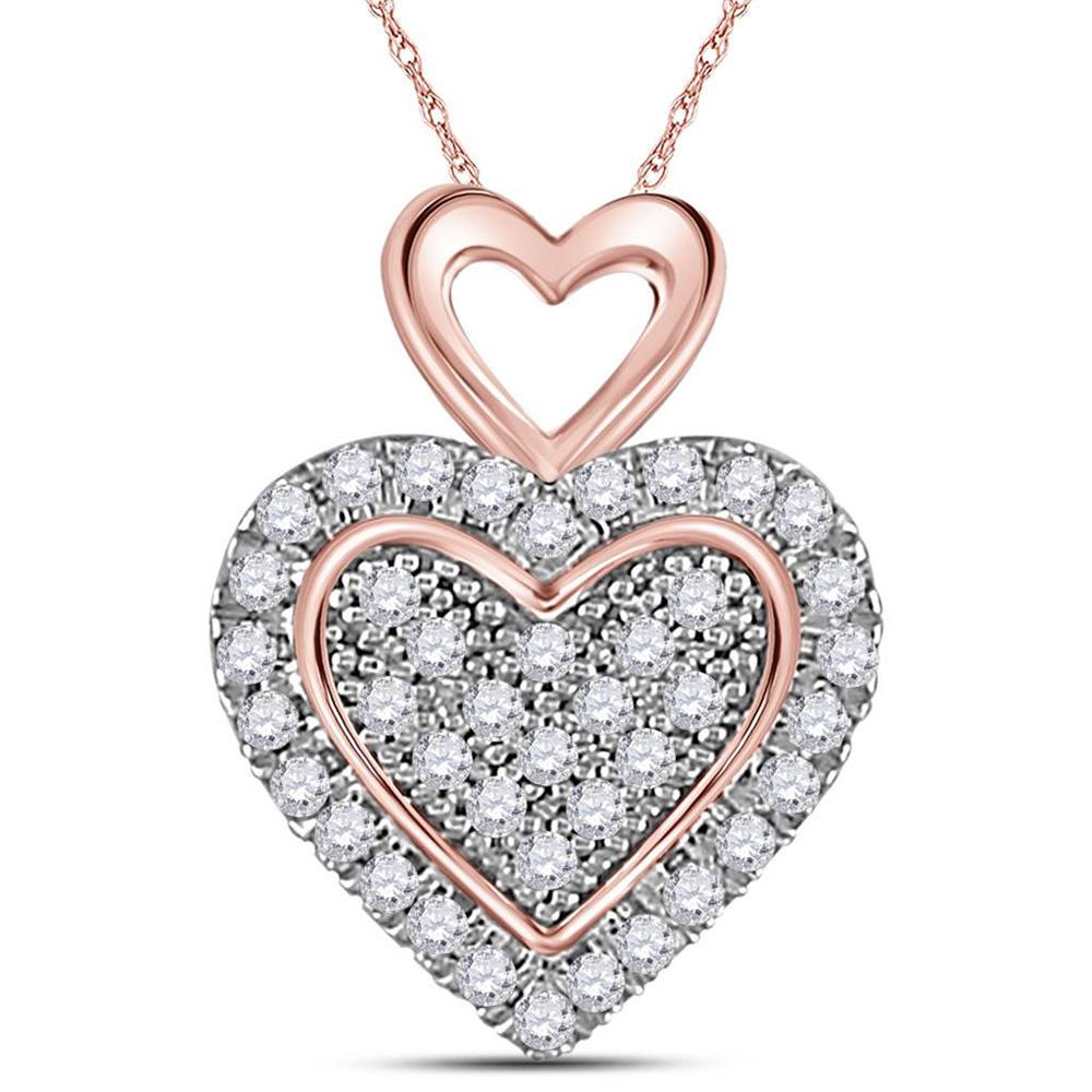 Diamond Heart & Love Symbol Pendant | 10kt Two-tone Gold Womens Round Diamond Heart Pendant 1/6 Cttw | Splendid Jewellery GND