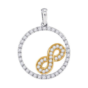 Diamond Heart & Love Symbol Pendant | 10kt Two-tone Gold Womens Round Diamond Infinity Circle Pendant 1/4 Cttw | Splendid Jewellery GND
