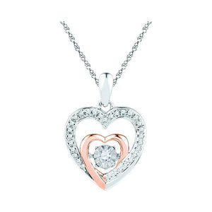 Diamond Heart & Love Symbol Pendant | 10kt Two-tone Gold Womens Round Diamond Twinkle Moving Heart Pendant 1/10 Cttw | Splendid Jewellery GND