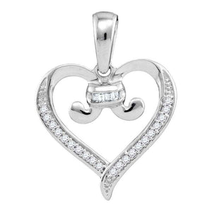 Diamond Heart & Love Symbol Pendant | 10kt White Gold Womens Diamond Bound Tied Heart Pendant 1/12 Cttw | Splendid Jewellery GND