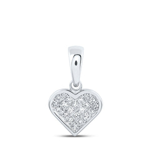 Diamond Heart & Love Symbol Pendant | 10kt White Gold Womens Princess Diamond Heart Pendant 1/4 Cttw | Splendid Jewellery GND