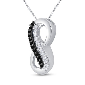 Diamond Heart & Love Symbol Pendant | 10kt White Gold Womens Round Black Color Enhanced Diamond Infinity Pendant 1/10 Cttw | Splendid Jewellery GND