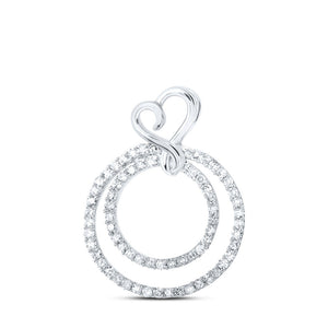 Diamond Heart & Love Symbol Pendant | 10kt White Gold Womens Round Diamond Circle Heart Pendant 1/4 Cttw | Splendid Jewellery GND