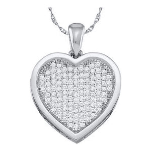 Diamond Heart & Love Symbol Pendant | 10kt White Gold Womens Round Diamond Cluster Small Heart Pendant 1/20 Cttw | Splendid Jewellery GND