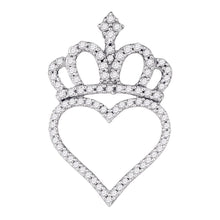 Load image into Gallery viewer, Enchanting Crown Heart Diamond Pendant | 10kt White Gold 1/3 Cttw  Top View from Splendid Jewellery