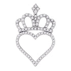 Enchanting Crown Heart Diamond Pendant | 10kt White Gold 1/3 Cttw  Top View from Splendid Jewellery