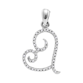 Radiant Love: 10kt White Gold Diamond Heart Pendant  Top View from Splendid Jewellery